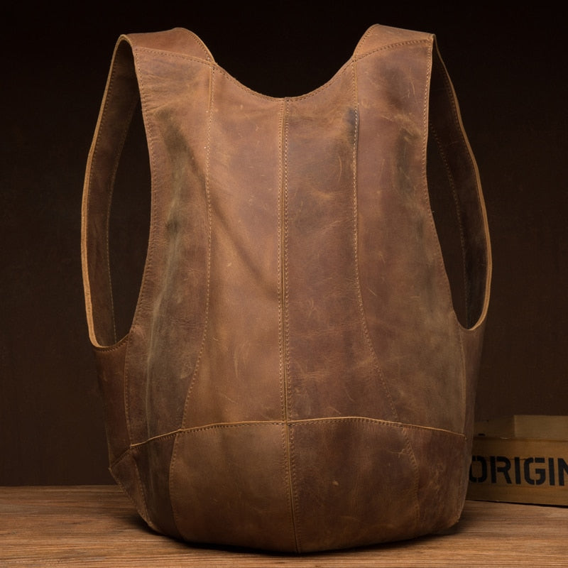 Vintage Unique Tortoise Designer Natural Crazy Horse Leather Men Backpack Cool Preppy Style Genuine Leather School Bag
