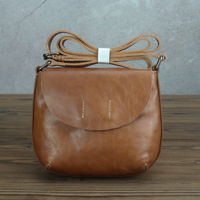 Vintage 100% Natural Oil Wax Cow Leather Women Bags