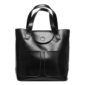 Big Volume Genuine Leather Women Bag Elegant Oil Wax Cowhide Shoulder Bag Vintage Women Leather handbag Casual Large Totes