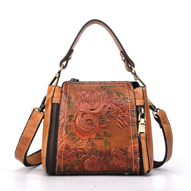 Beautiful Flowers REAL Genuine Leather Woman  Bags