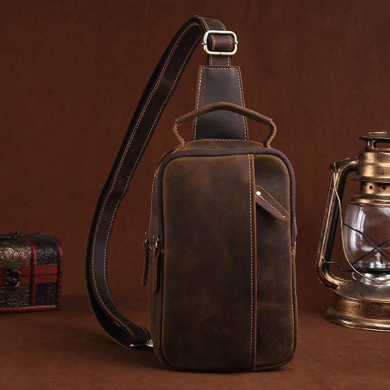 High Grade Crazy Horse Leather Chest Bag